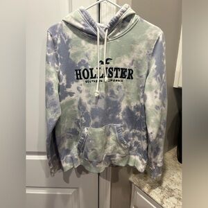 Hollister Tie Dye Hoodie Sweatshirt Blue Green Women’s Large